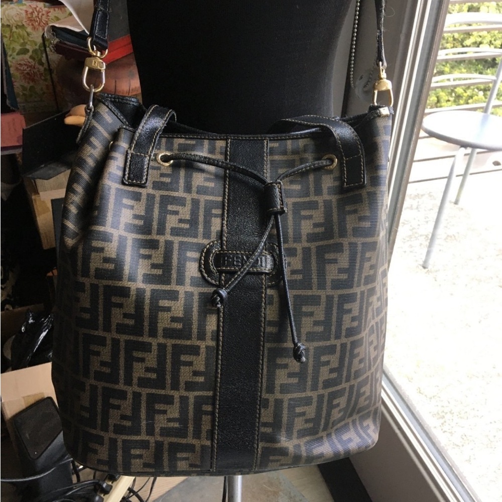 Fendi Black and Tan Bucket Bag